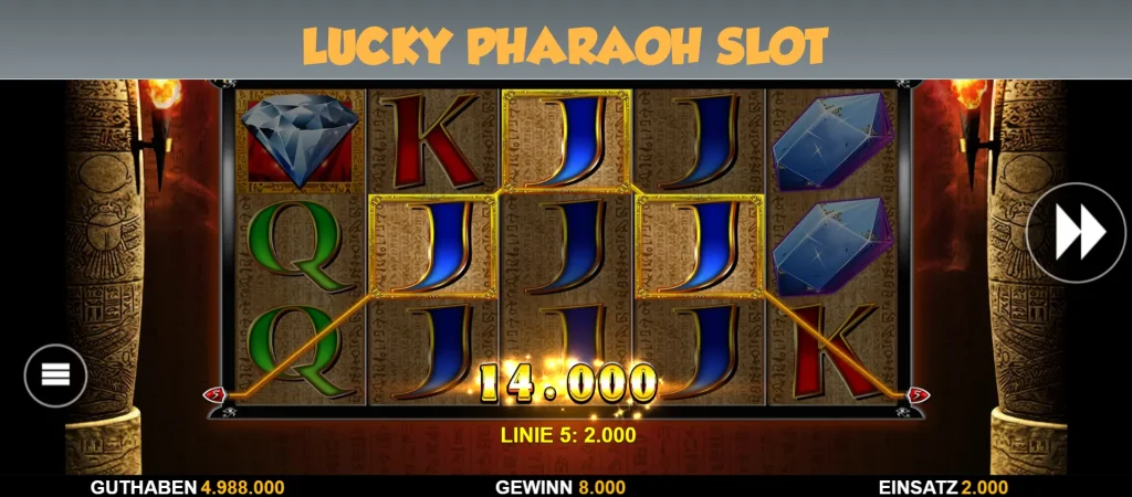 Lucky Pharaoh Demo – Spielfeld und Walzen in der kostenlosen Version