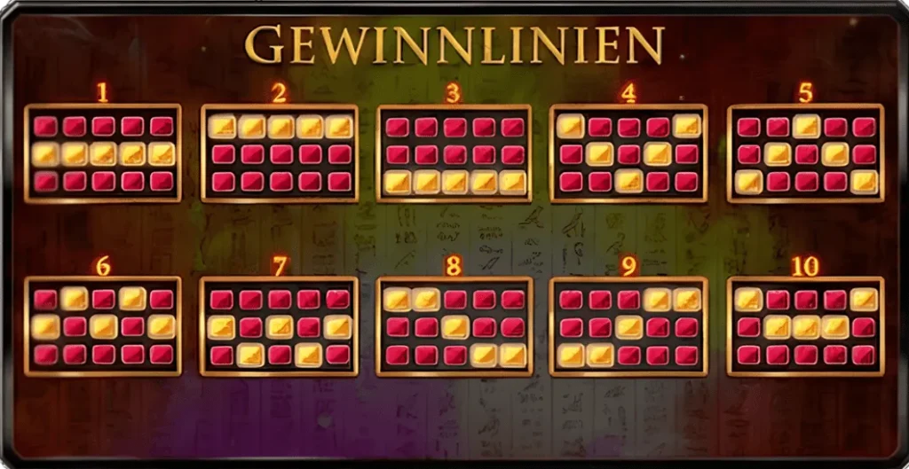 Lucky Pharaoh Gewinnlinien-Tabelle – 10 Paylines in der Demo